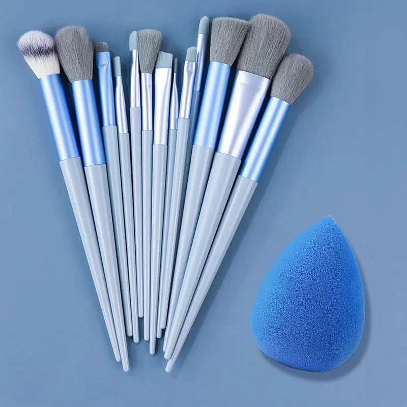 New 13PCS Makeup Brushes Set Super soft Cosmetics Brush kit 13PCS Blue egg