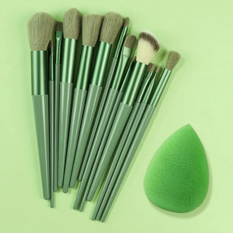 New 13PCS Makeup Brushes Set Super soft Cosmetics Brush kit 13PCS Green egg