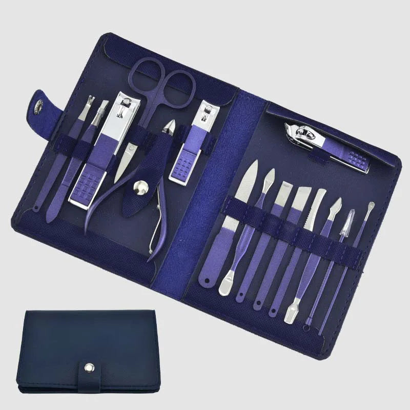 Manicure Set Color Contrast sets Nail Clippers Cutter Tools nails care 15in1 Care Line CARELINE SHOP LLC