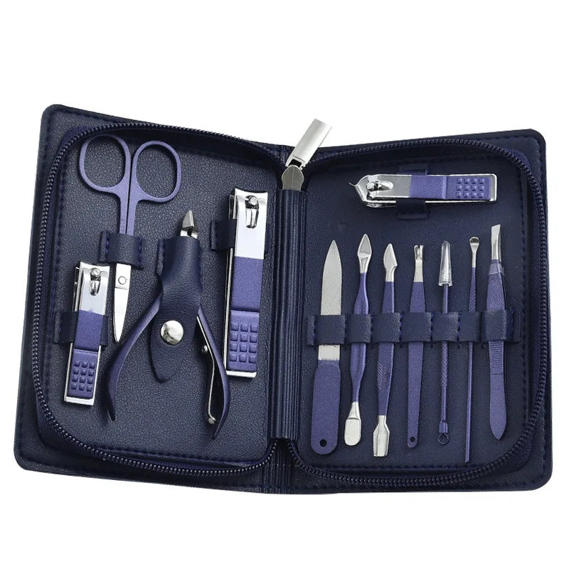 Manicure Set Color Contrast sets Nail Clippers Cutter Tools nails care 12in1 Care Line CARELINE SHOP LLC