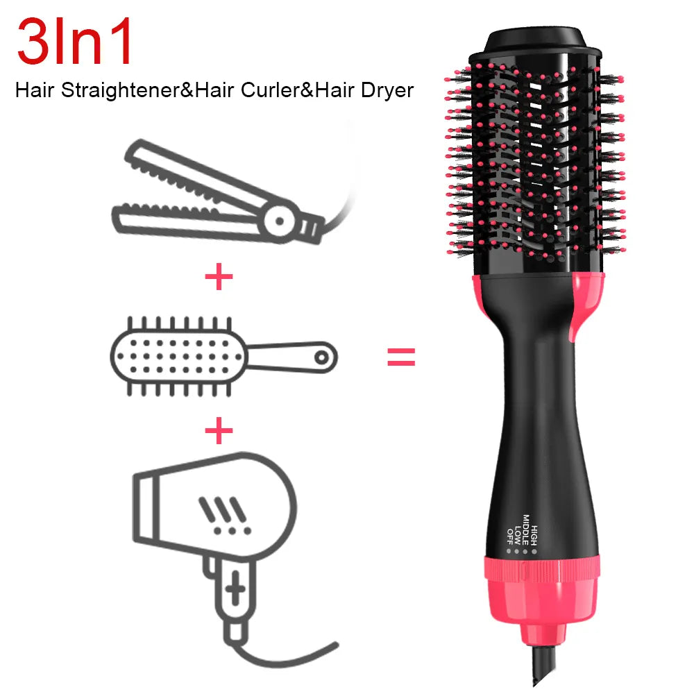 LISAPRO 3 IN 1 Hot Air Brush 1000W Hair Dryers hair care 5250red / EU Plug Care Line CARELINE SHOP LLC