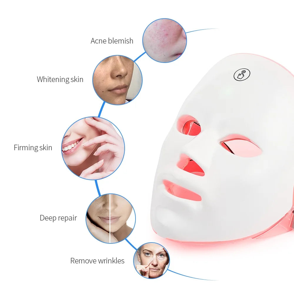 Facial LED Photon Therapy Beauty Mask with 7 Color Therapy Beauty Mask