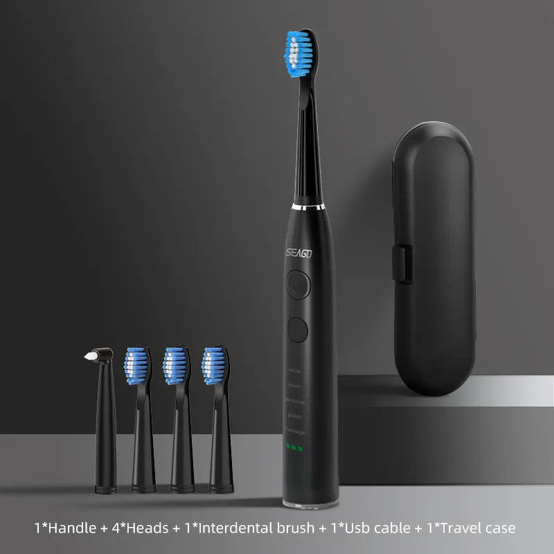 Seago Electric Sonic Toothbrush USB Rechargeable personal care 575 Black Care Line CARELINE SHOP LLC