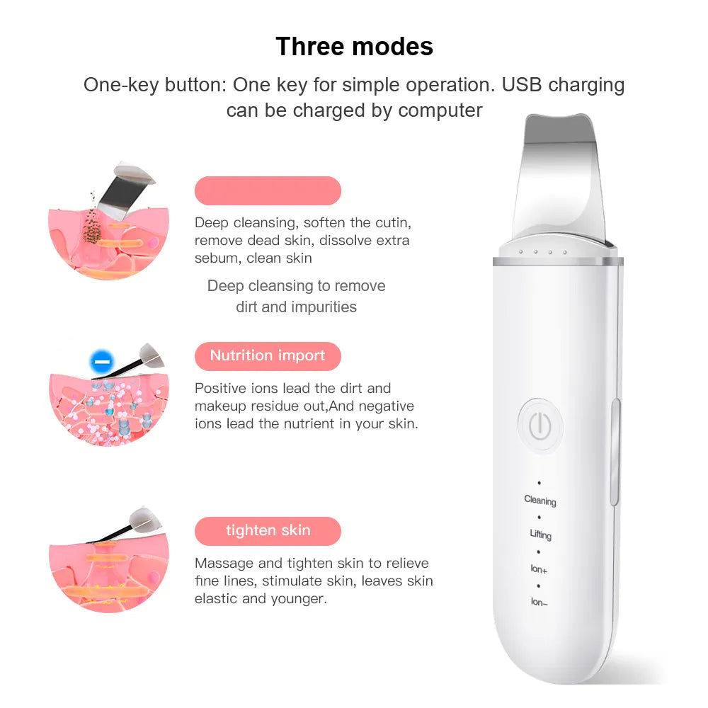 Ultrasonic Skin Scrubber with Vibration personal care Care Line CARELINE SHOP LLC