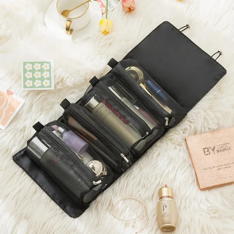 4 in 1 Travel Makeup Bag ,Portable Toiletry Organizer Bags Travel makeup bag for woman Black Care Line CARELINE SHOP LLC