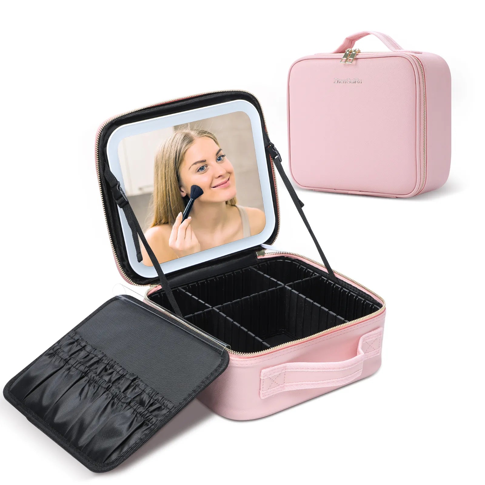 Makeup Train Case LED Mirror Cosmetic Travel Case travel bag