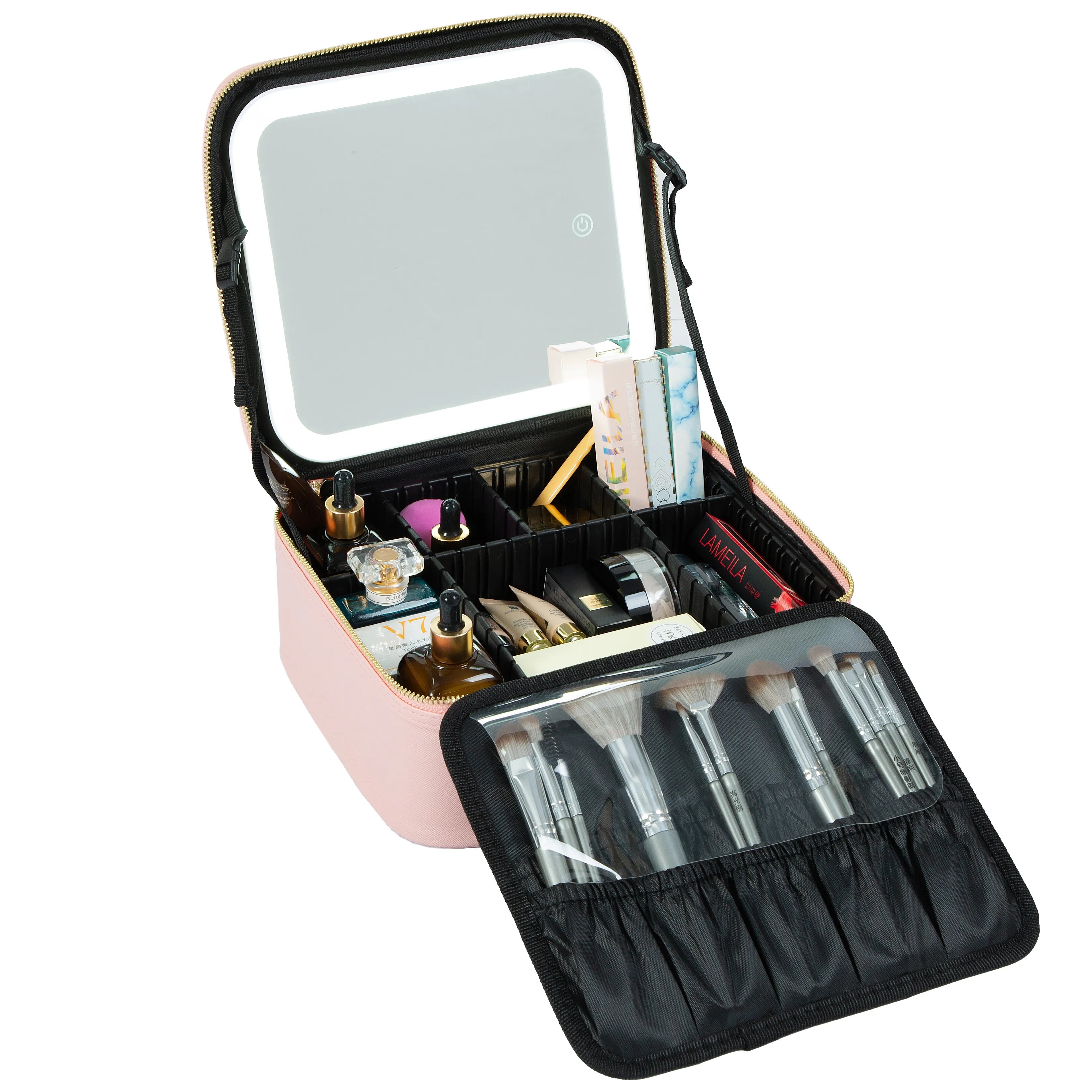 Makeup Train Case LED Mirror Cosmetic Travel Case travel bag